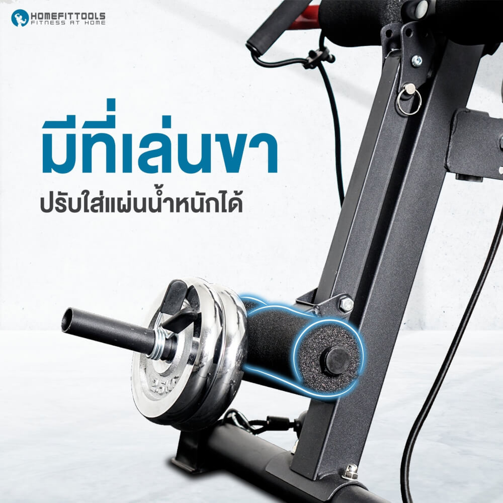 ชุดเซ็ต ม้านั่งฟิตเนส Homefittools รุ่น P1 Plus + เบาะรองแขน + เสาเสริม 